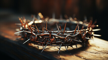 Wall Mural - Crown of thorns on the table