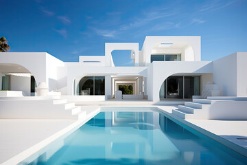 abstract architecture modern design. white contemporary and minimalist architecture building with em