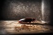 A cockroach scuttling across a kitchen counter.