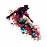 Fototapeta Młodzieżowe - snowboarder jumping in the air illustration