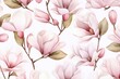 Watercolor pattern showcasing delicate magnolia flowers in a seamless botanical design background. Generative AI