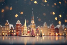 Blurred, Abstract Winter Christmas City Background