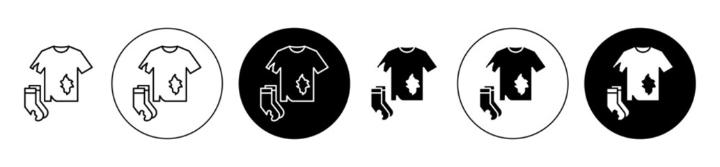 Textile waste icon set. recycle clothes vector symbol. old cloth sign in black filled and outlined style.