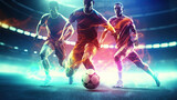 Fototapeta Fototapety sport - football action scene with competing soccer players