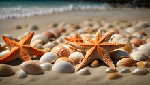 Starfish Between Shells. Ai Generated