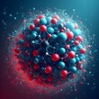 Radiant Red and Blue Balls: Digital Art by Aleksander Gierymski - Detailed 2D Illustration of Radioactive Particles and Geodesic Biochemical Composition
