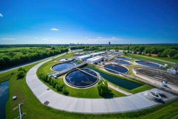 Wall Mural - An aerial view of a water treatment plant