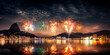 Fireworks at Rio de Janeiro new year background. Generative AI.