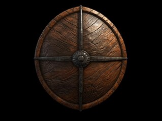 Medieval Wooden Shield with War Torn Mark