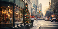Joyful Christmas Tree And Urban Buzz In New York City