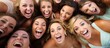 Group of beautiful women having fun together and smiling