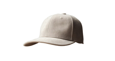 Wall Mural - grey baseball cap mockup side view, png file of isolated cutout object with shadow on transparent background.