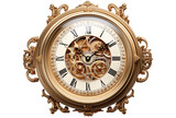 vintage wall clock, png file of isolated cutout object with shadow on transparent background.