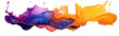 © Аrtranq - 3D volumetric explosion blot of purple orange paint in air or liquid water, png file of isolated cutout object on transparent background.