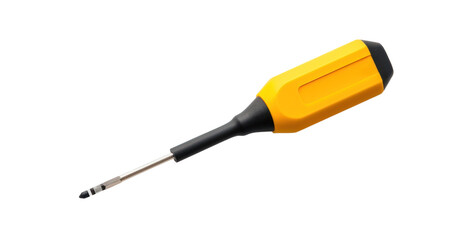 crosshead screwdriver with orange handle, png file of isolated cutout object with shadow on transparent background.