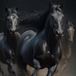 Black horse animal running speed stock image Ai generated art