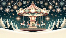 Whimsical Christmas Carousel With Reindeer