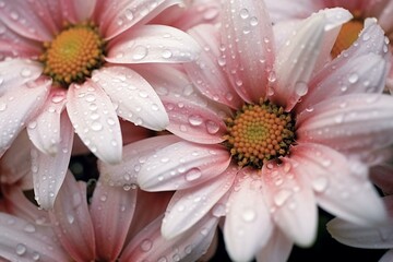 Wall Mural - A cluster of pink and white flowers adorned with glistening water droplets. Generative AI