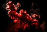 Fototapeta Most - Red smoke cloud on a black background with a black background.