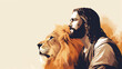 Jesus cristo e leão da tribo de judah, ilustração de fé cristã 