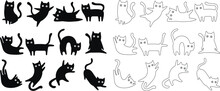 Cat Icon In Flat, Line Trendy Style. Isolated On Transparent Background. Cat Silhouette Sign Symbol. Mobile Concept And Web Design. House Animals Symbol Logo Vector Graphics
