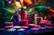Casino concept, online casino advertising, gambling concept banner, mobile gambling applications, wealth concept, Web banner game, neon casino, online casino advertising, entertainment leisure concept