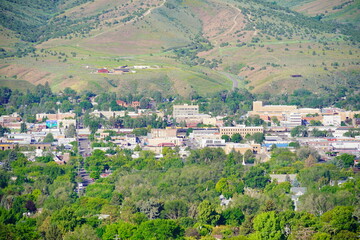 Wall Mural - Landscape of house and mountain in city Pocatello in the state of Idaho	