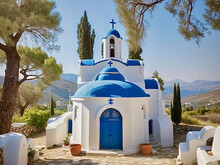 An Old Orthodox Church In The Greek Countryside. AI Generated