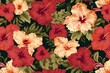 Seamless Hawaiian floral backdrop featuring hibiscus. Generative AI
