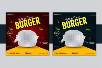 Wall Mural -  Delicious Burger and Food Menu Social Media Banner Template