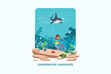 underwater landscape vector illustration