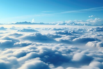 Wall Mural - a background image capturing the ethereal beauty of a sea of fluffy clouds seen from an aerial persp