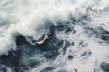 A Dramatic Background Image Showcasing The Power Of Violent Seawater With Tumultuous Waves Crashing And Churning, Creating A Turbulent Seascape. Photorealistic Illustration