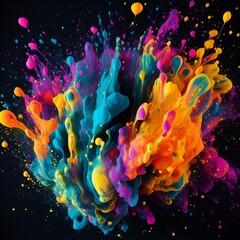 Wall Mural - 3d splash rainbow smoke paint on background