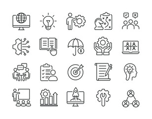Workshop line icons. Editable stroke. For website marketing design, logo, app, template, ui, etc. Vector illustration.