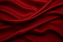 Abstract Red Background. Red Fabric Texture Background. Red Silk Satin. Curtain. Luxury Background For Design. Shiny Fabric. Wavy Folds. 