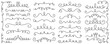 © Chorna_L - Underlines set with swishes swooshes and curly strokes. Swash hand drawn dividers. Squiggle calligraphy elements. Vector swirl doodle with hearts and crowns.