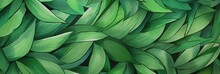 Banner Watercolor Vertical Abstract Floral Pattern Template Green Background, Exotic Tropical Wall With Green Palm And Banana Leaves..