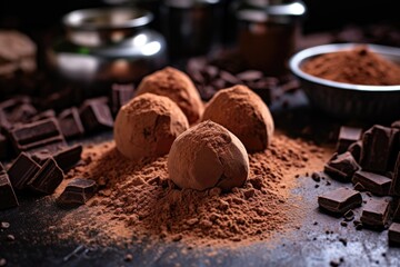 Sticker - dark chocolate truffles with a dusting of cocoa powder