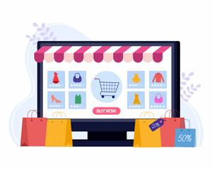 Wall Mural - online shopping or digital store on computer laptop screen with festival Sale black friday sale