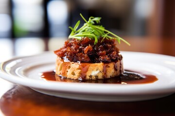 Sticker - a single piece of bruschetta with goat cheese and fig jam