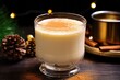 eggnog in a glass rimmed with sugar crystals