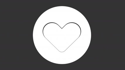 Sticker - Animated heart white solid icon. Favorite choice. Positive feeling. Love expression. User selection. Looped HD footage with alpha channel transparency. UI silhouette symbol animation on dark space