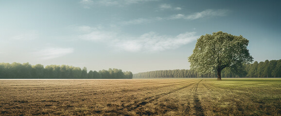 Wall Mural - a barren field with trees - Generative AI