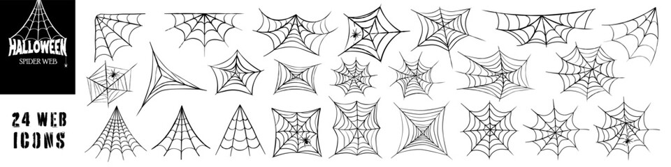 Spiderweb icon set. Cobweb symbol set.