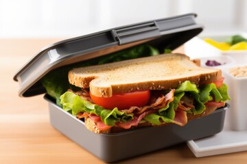 Wall Mural - sandwich with lettuce, tomato, and bacon in a lunchbox