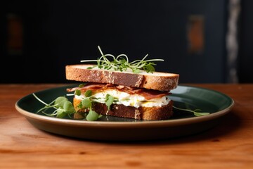 Canvas Print - sandwich on sourdough placed on a ceramic dish