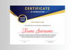 Certificate of achievement template with blue and gold color. Vector illustration