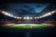 Soccer stadium at night brightly lit with floodlights - theme sports and world championship