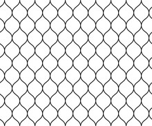 Fishing Net Seamless Pattern. Soccer And Football Gates Mesh. Fishnet Texture. Basketball Hoop And Hockey Net Pattern. Sportswear Texture. Chain Link Fence. Vector Illustration On White Background.